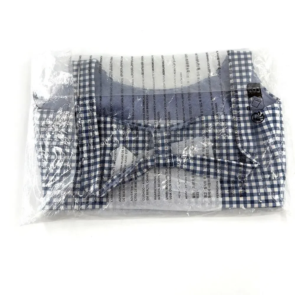 Alo Yoga Airlift Gingham Sleek Bra Tank Navy Size M